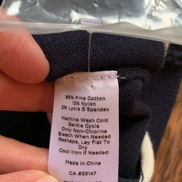 Talbots sz Mp navy blue and white striped sweater with removable collar - Picture 5 of 6